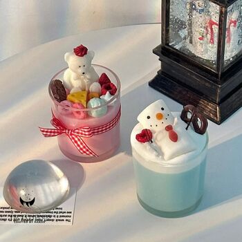 Personalised Gift Box Of Blue Hot Chocolate With Marshmallow Candle, 3 of 5