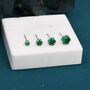 Emerald Green Cz Stud Earrings In Sterling Silver, thumbnail 4 of 12