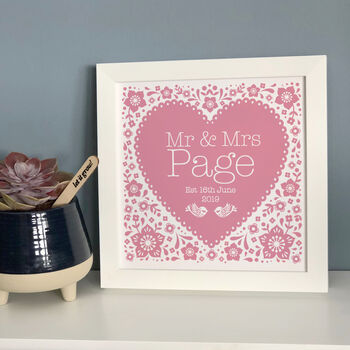Framed Wedding Heart Personalised Print, 4 of 6