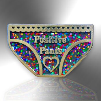 Positive Pants Glitter Lingerie Mental Health Pin, 3 of 8