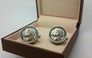 Watch Mechanism Cufflinks, Moving Parts And Glass Face, 8 of 8