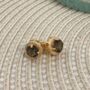 Round Smoky Quartz 18k Gold Plated Stud Earrings, thumbnail 1 of 4