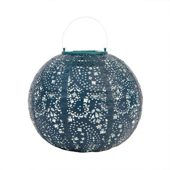 Two Paisley Teal Garden Solar Lanterns, 7 of 7