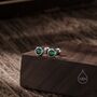 Emerald Green Bezel Cz Crystal Stud Earrings, thumbnail 2 of 12