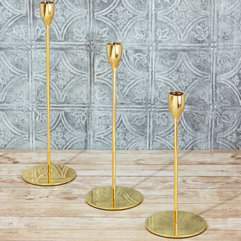 G Decor Aldwin Set Of Three Gold Brass Candle Holders, 2 of 6