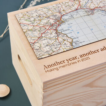Personalised Map Location Memory Keepsake Box For Him, 9 of 9
