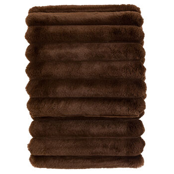 Ribbed Chocolate Brown Faux Fur Throw, 4 of 4