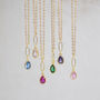 Gold Plated Teardrop Birthstone Pendant Necklace, thumbnail 9 of 12