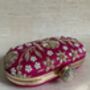 Hot Pink Raw Silk Oval Pearl Clutch Bag, thumbnail 9 of 10