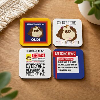 Colin The Caterpillar Birthday Gift Coasters, 4 of 7