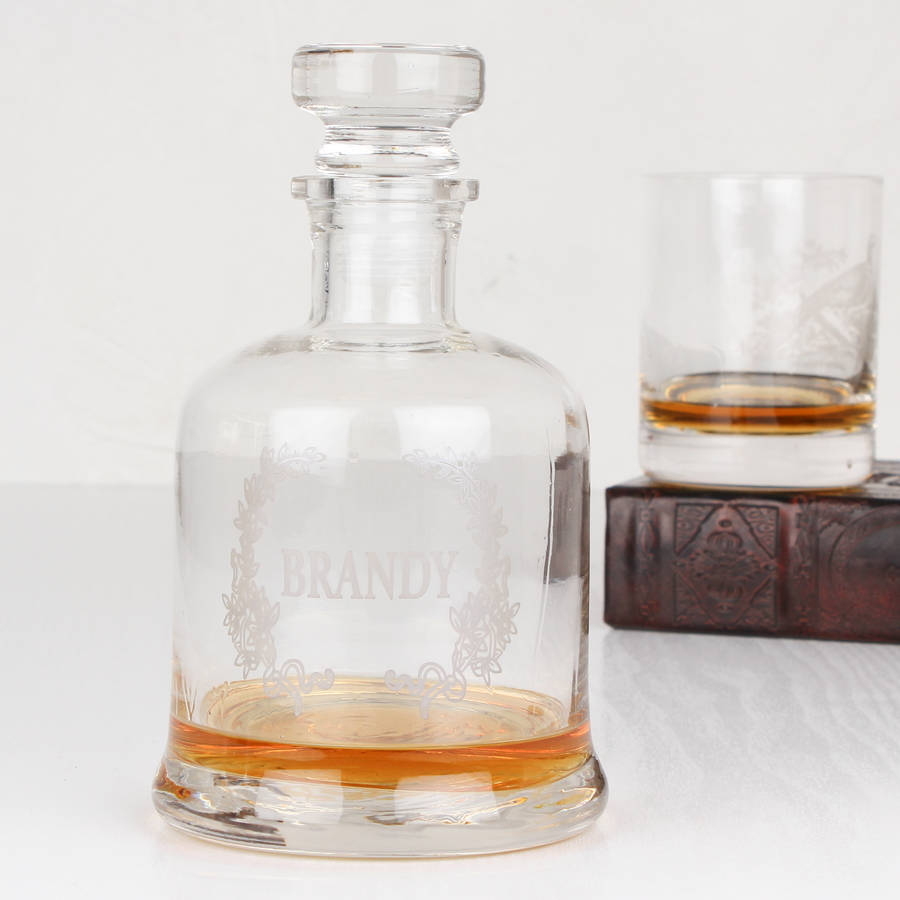 glass etched brandy decanter by dibor