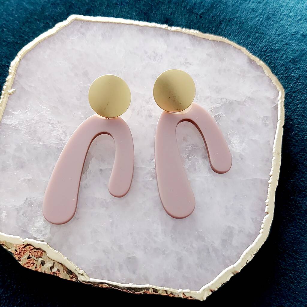 Statement Earring Abstract Taupe By Madison Honey Vintage