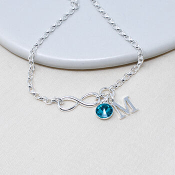 Personalised 925 Silver Birthstone Infinity Bracelet, 2 of 5