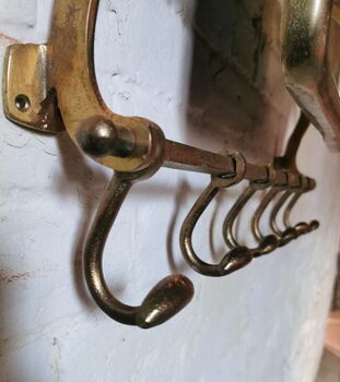 Antiqued Gold Retro Mirror Rack And Hooks, 3 of 5