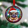 Puggle In Santa Hat Suncatcher Decoration, thumbnail 2 of 6