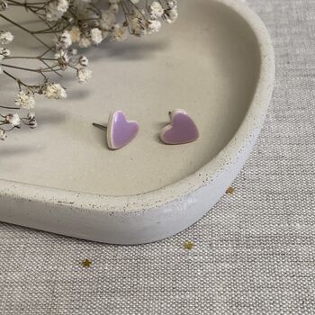 Lilac Heart Stud Clay Earrings, 5 of 7