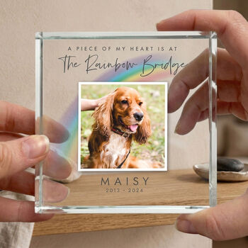 Personalised Rainbow Bridge Pet Photo Crystal Token, 3 of 9