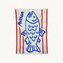 Linen Embroidered Fish Tea Towel, thumbnail 3 of 3