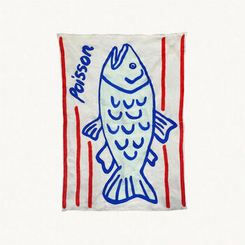 Linen Embroidered Fish Tea Towel, 3 of 3