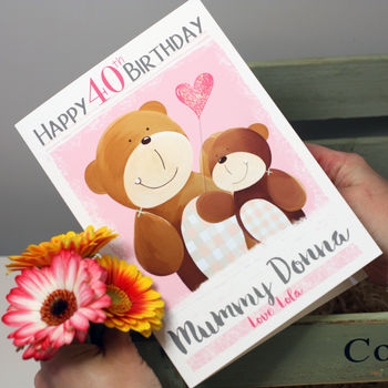 Personalised Mummy Bear Age Birthday Card, 2 of 12