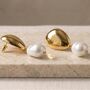 Organic Pearl 18k Gold Plated Waterproof Drop Earrings, thumbnail 1 of 3