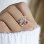 Sterling Silver Adjustable Birthstone Charm Ring, thumbnail 3 of 11