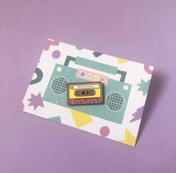 90s Retro Cassette Tape Pin Badge, 4 of 7