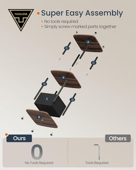 Side Table Bedside Table With Shelves Basket, 5 of 6