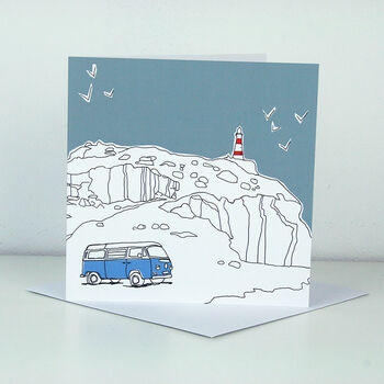 Campervan Greetings Card 'Sea View' Orange Or Blue Van, 2 of 2