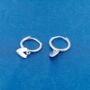 Silver Heasrt Charm Hoop Earrings, Unisex Hoop Earrings, Minimalistic Hoops, thumbnail 6 of 7