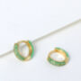 Gold Blue Or Green Enamel Cz Reversible Huggie Hoops, thumbnail 5 of 12