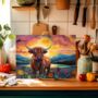 Highland Cow Textured Glass Chopping Board, thumbnail 4 of 8