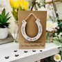 Personalised Wedding Card Wooden Horseshoe Keepsake, thumbnail 5 of 5