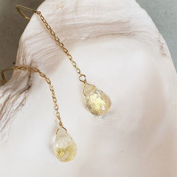 Quartz Drop Threader Earrings, 2 of 6