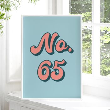 Retro House Number Print Colourful Wall Art, 4 of 5