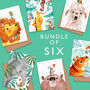 Bundle Of Six Animal Birthday Cards, thumbnail 1 of 7