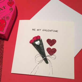 Personalised Valentine Card With Hearts And Roses, 2 of 2