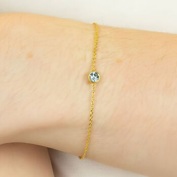 Yellow Gold Plated March Aquamarine Birthstone Bracelet, 2 of 12