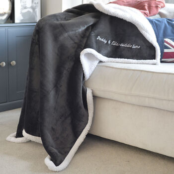 Personalised Paternity Daddy And Me Charcoal Blanket, 4 of 5