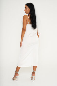 Luxury Silky White Feather Slip Dress, 4 of 7