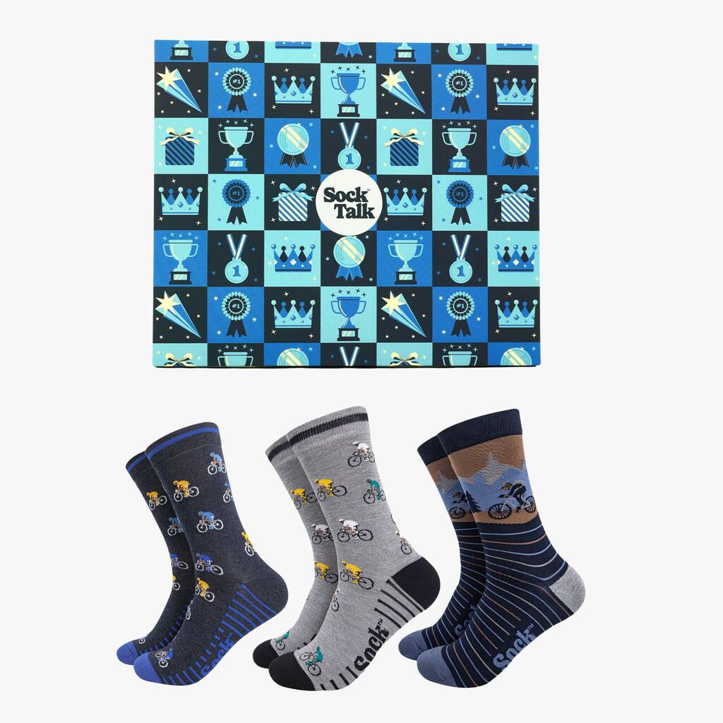 Cycling Bamboo Socks Sports Gift Set Men's, 1 of 4