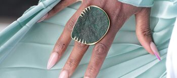 ‘Absolute’ Green Gemstone Gold Plated Statement Ring, 5 of 9