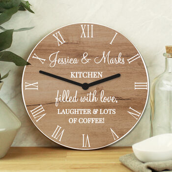 Free Text Personalised Wood Effect Clock Gift, 2 of 4