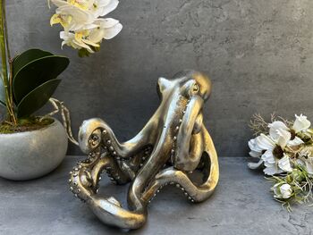 Silver Octopus Wine Bottle Holder Fun Freestanding Rack, 6 of 12