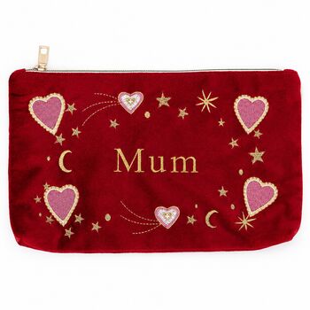 Personalised Mum Embroidered Velvet Mum Make Up Bag Accessories Pouch, 2 of 4