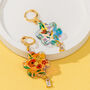 18 K Gold Plated Huggie Earrings With Iridescent Summer Flowers And A Hanging Gemstone, thumbnail 4 of 9