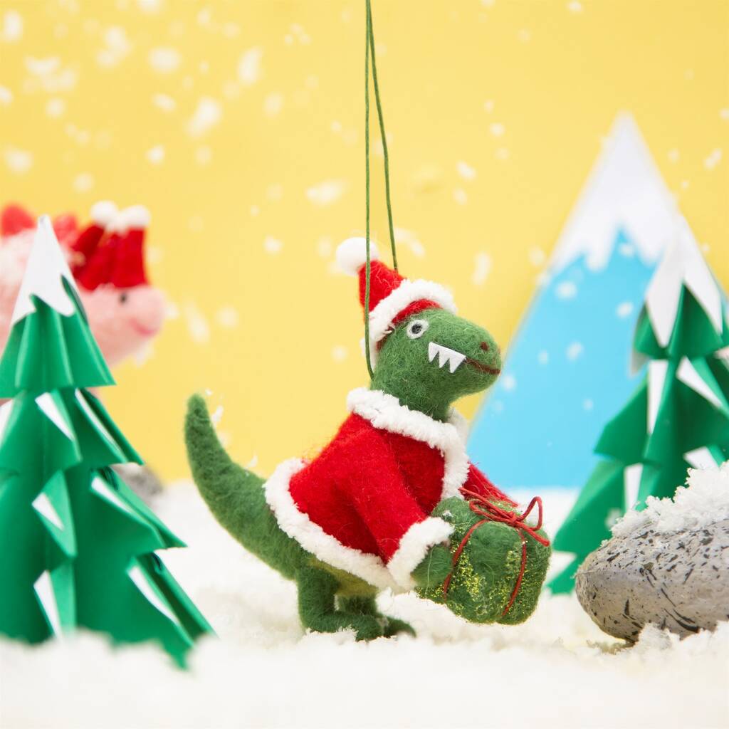 Dinosaur Santa Hanging Felt Decoration By Lola & Alice