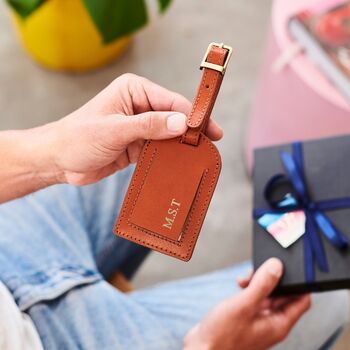 Personalised Luxury Leather Luggage Tag With Hot Stamped Name Or Initials, 6 of 7