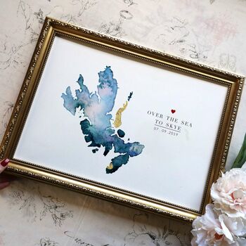 Personalised Golden Skye Watercolour Map Giclee Print, 7 of 9