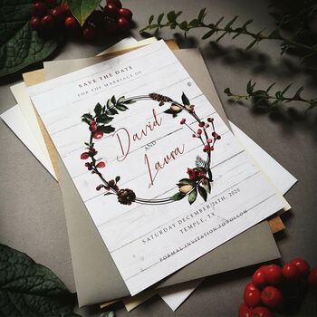 White Christmas Save The Date Cards, 2 of 3